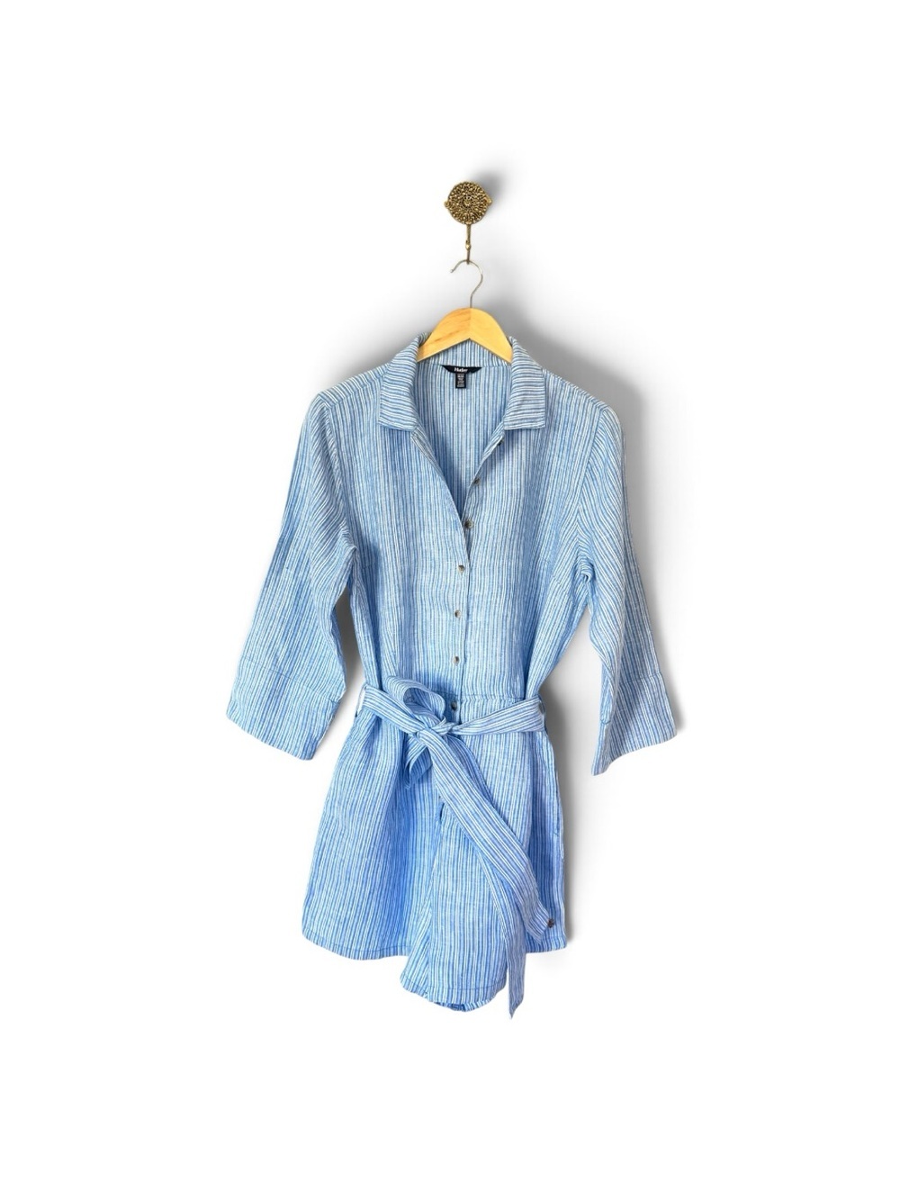 Hatley Giselle Linen Romper Blue White Stripe Size M Worn Once